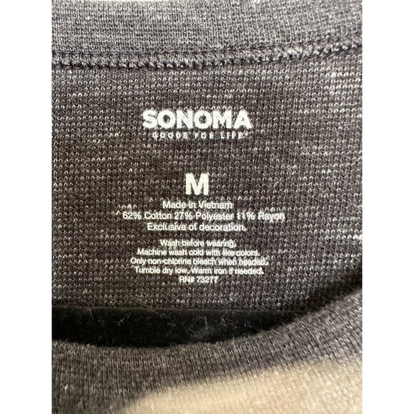 Sonoma Mens Gray Long Sleeve Waffle Knit Shirt M Cotton Crew Neck Thermal - Picture 4 of 5